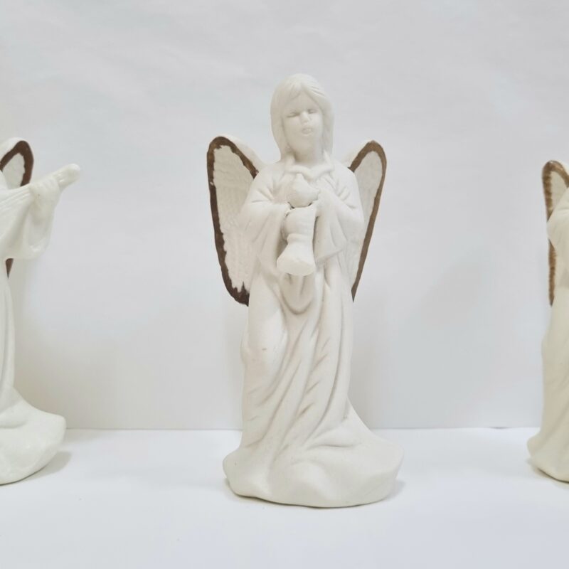 CANDELABROS ANGELES BLANCOS Y DORADOS 13CM