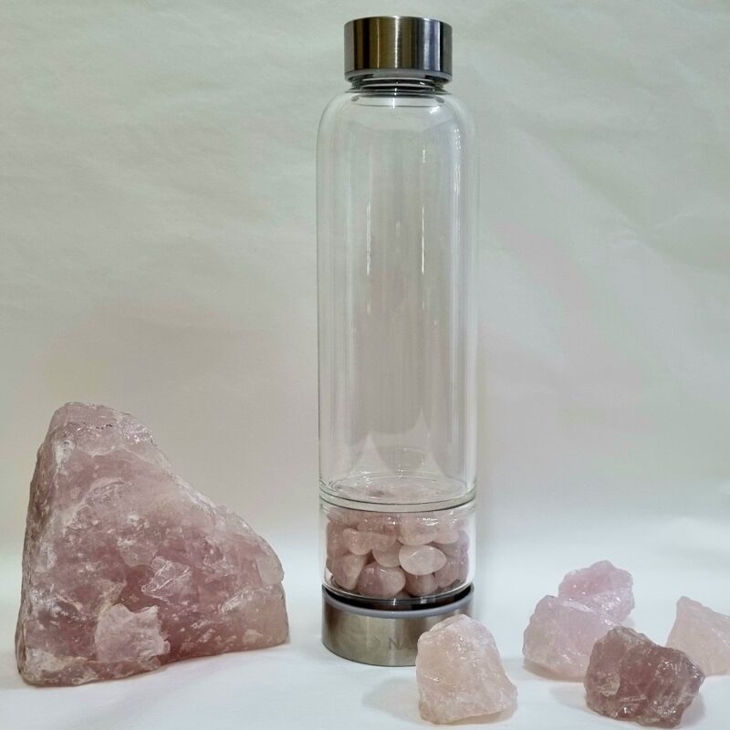 BOTELLA RODADOS DE CUARZO ROSA