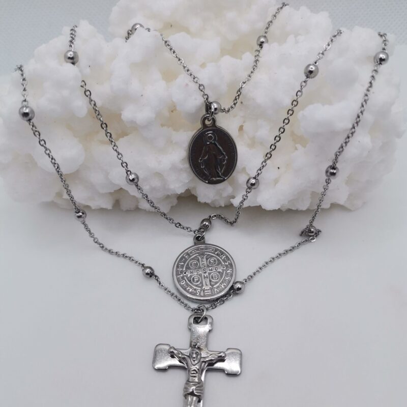 COLLAR RELIGIOSO METALICO TRIPLE CON CIERRE