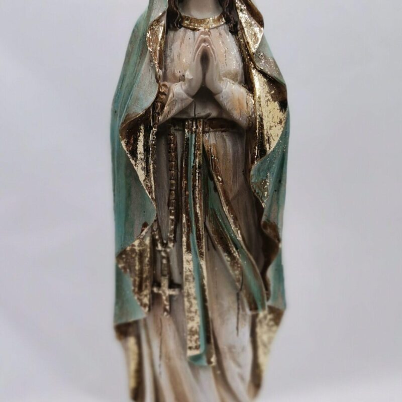 VIRGEN DE LOURDES MADERA VIEJA 20 CM