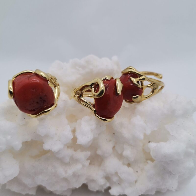 ANILLO CORAL PLATA ORO