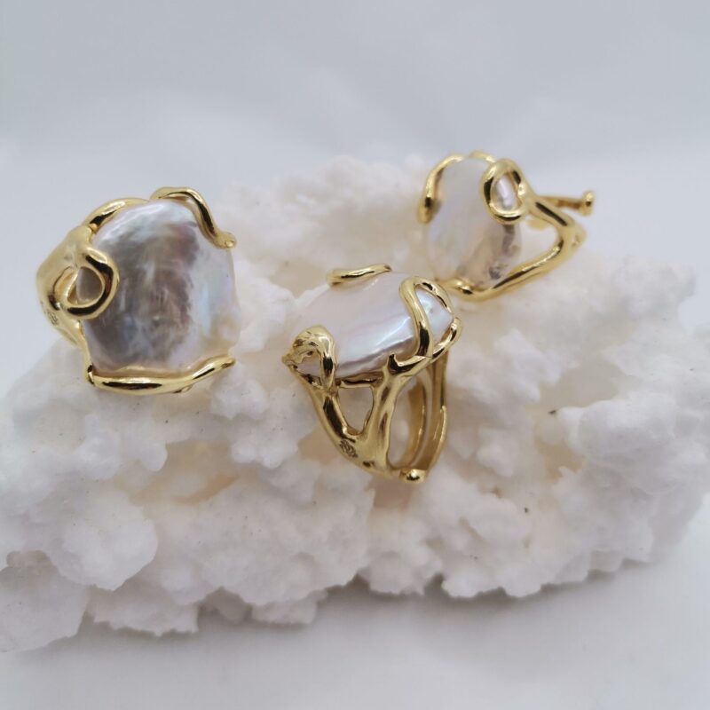 ANILLO PERLA NATURAL PLATA ORO
