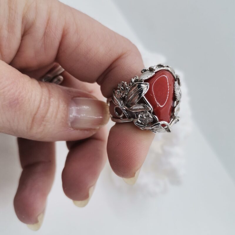 ANILLO CORAL LABRADO PLATA