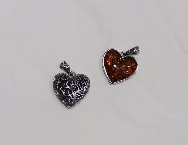 COLGANTE AMBAR CORAZON PLATA - Imagen 2