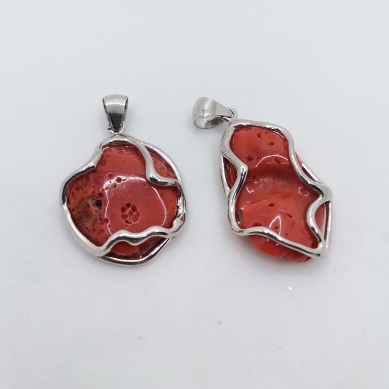 COLGANTE DE CORAL NATURAL PLATA