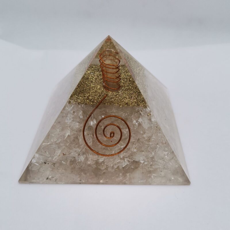 PIRAMIDE ORGONITA CUARZO BLANCO 50