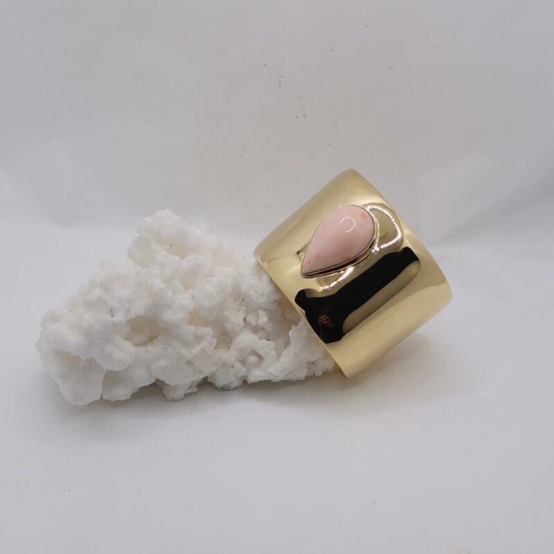 PULSERA BRAZALETE CORAL ROSA PLATA BAÑO ORO