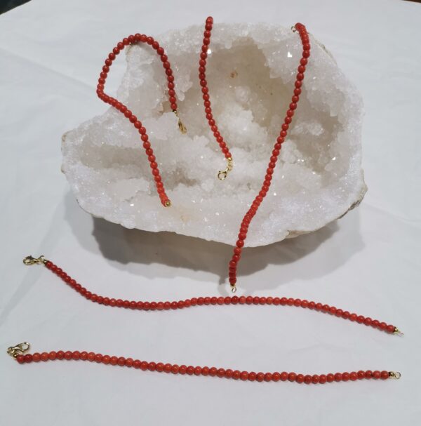 PULSERA CORAL BOLAS 4 MM PLATA BAÑO ORO - Imagen 2
