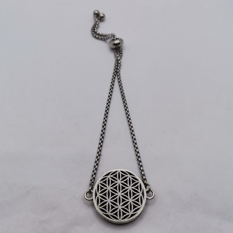 PULSERA SHUNGIT ACERO FLOR DE LA VIDA