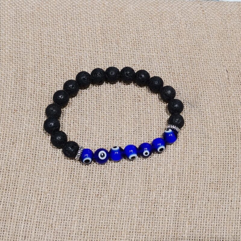 PULSERA MINERAL 8 MM LAVA OJO TURCO AZUL