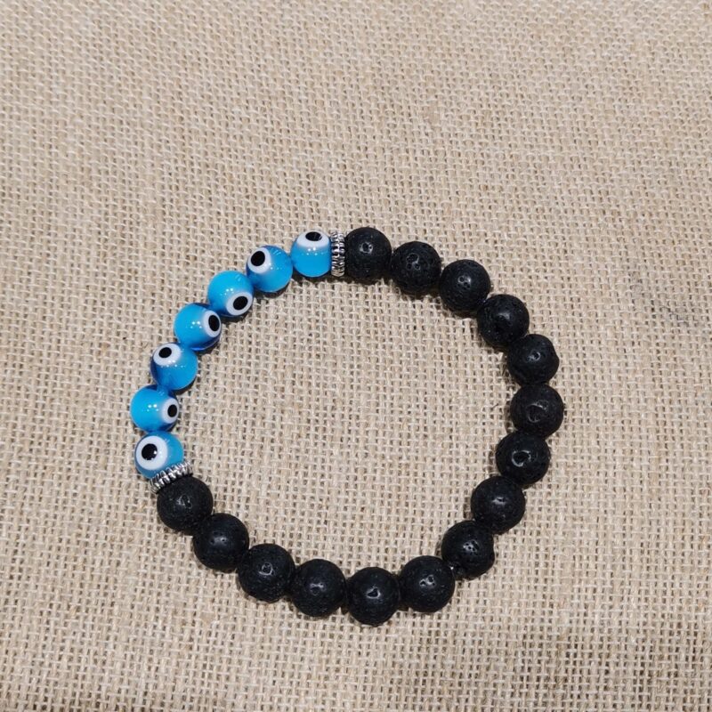 PULSERA MINERAL 8 MM LAVA OJO TURCO CELESTE