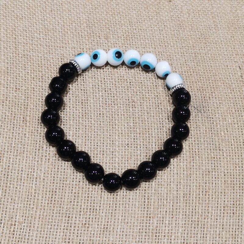 PULSERA MINERAL 8 MM ONIX OJO TURCO BLANCO