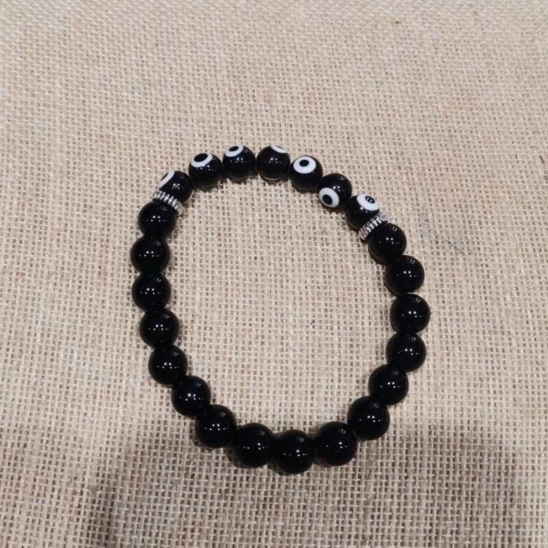 PULSERA MINERAL 8 MM ONIX OJO TURCO NEGRO