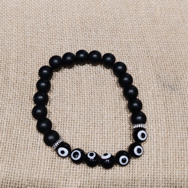 PULSERA MINERAL 8 MM SHUNGIT RECONST OJO TURCO NEGRO