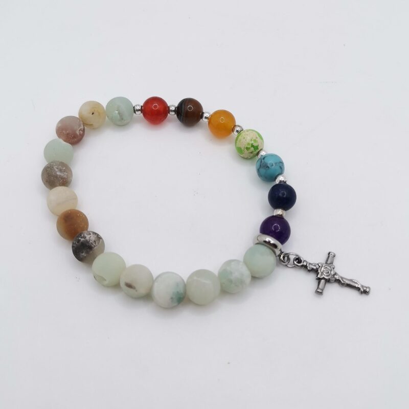 PULSERA MINERAL AMAZONITA 7 CHAKRAS 8 MM