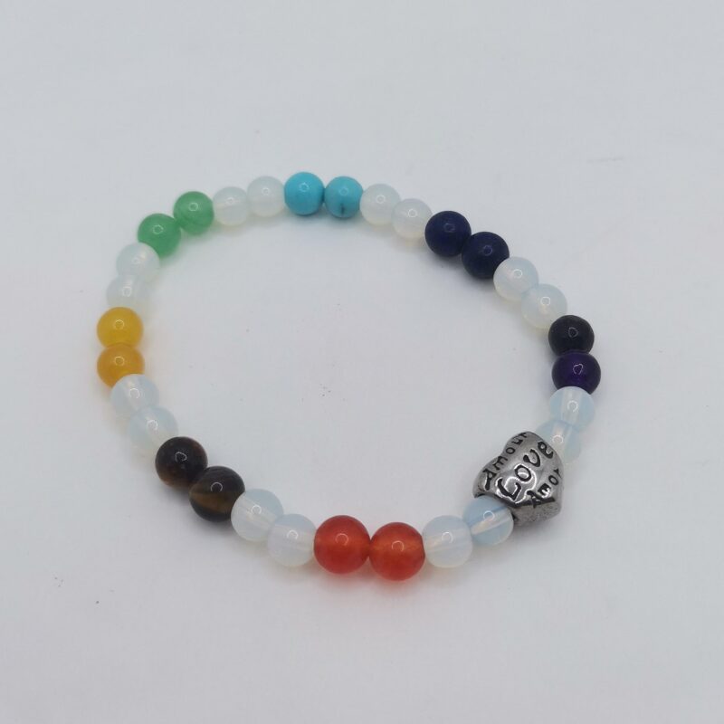 PULSERA MINERAL OPALINA 7 CHAKRAS 6 MM