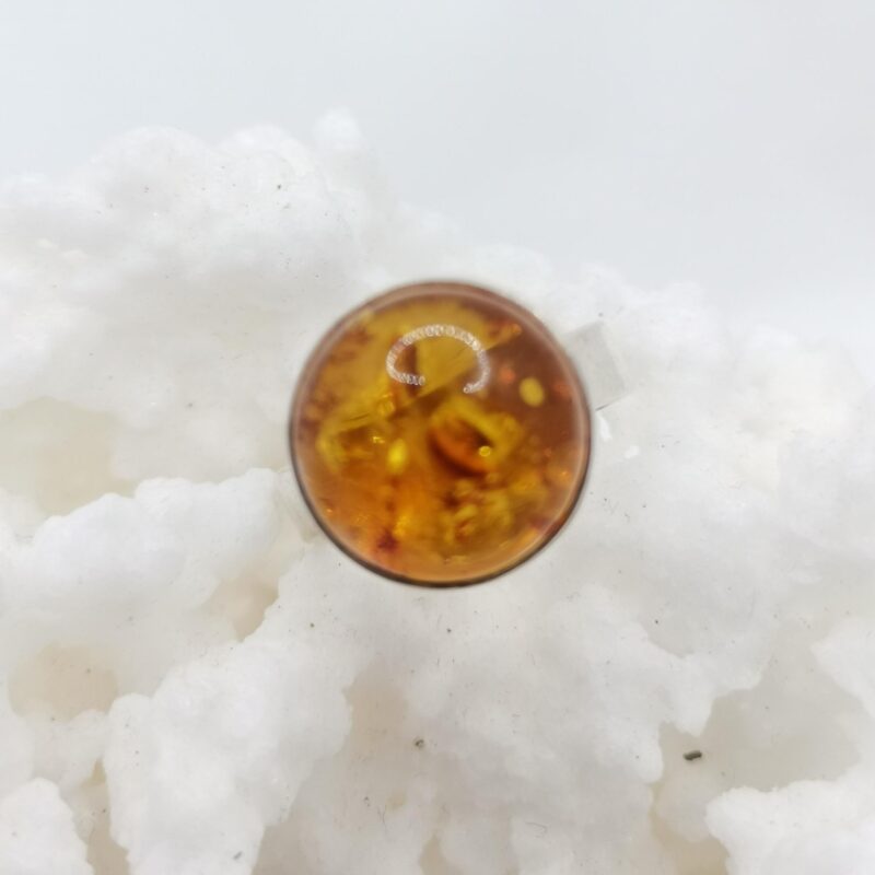 ANILLO AMBAR REDONDO PLATA