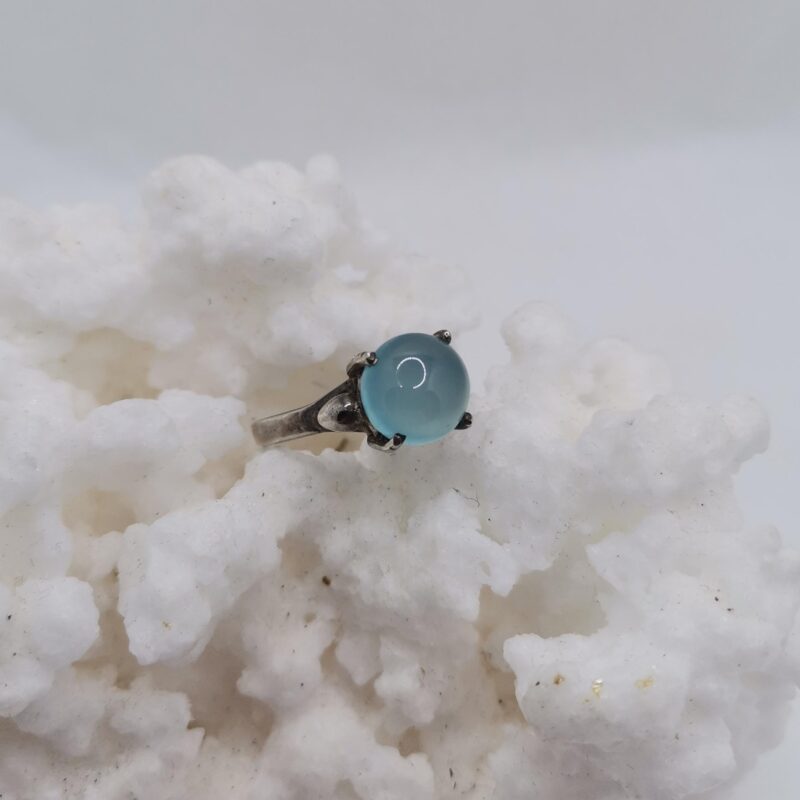 ANILLO DE PLATA Y ONIX AZUL BOLA ENGARZADA