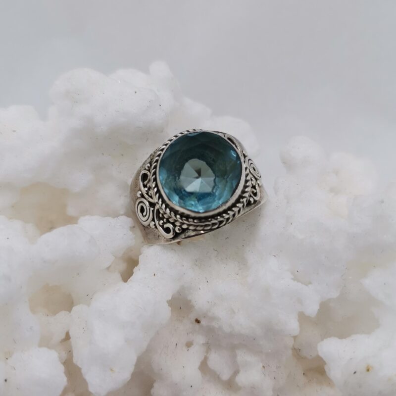 ANILLO PLATA AGUAMARINA REDONDO