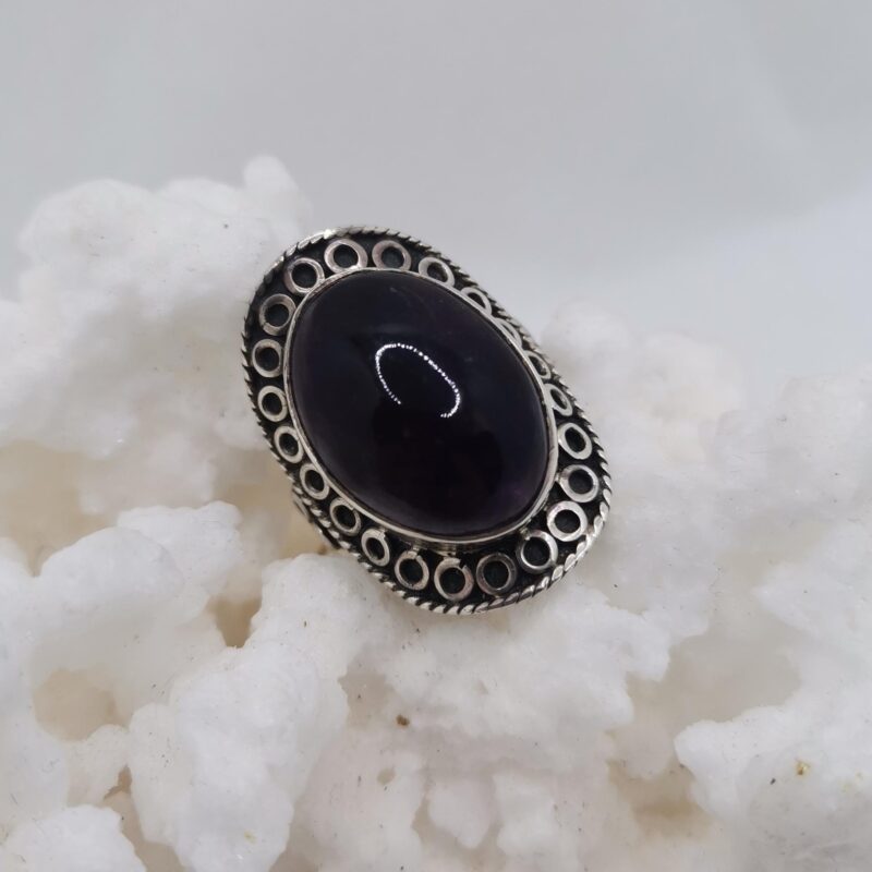 ANILLO PLATA AMATISTA OVALADA 75