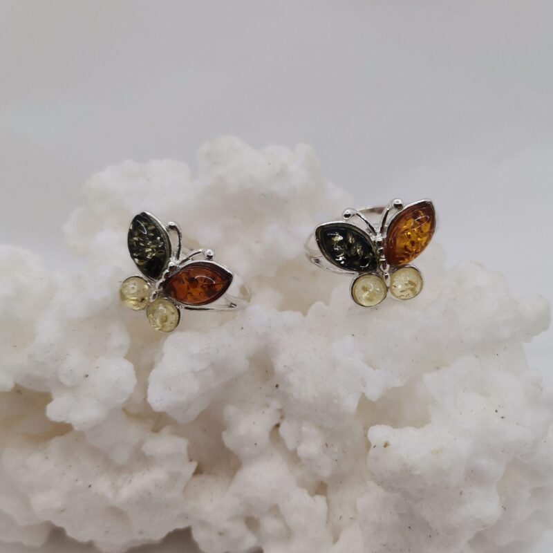 ANILLO PLATA AMBAR MARIPOSA