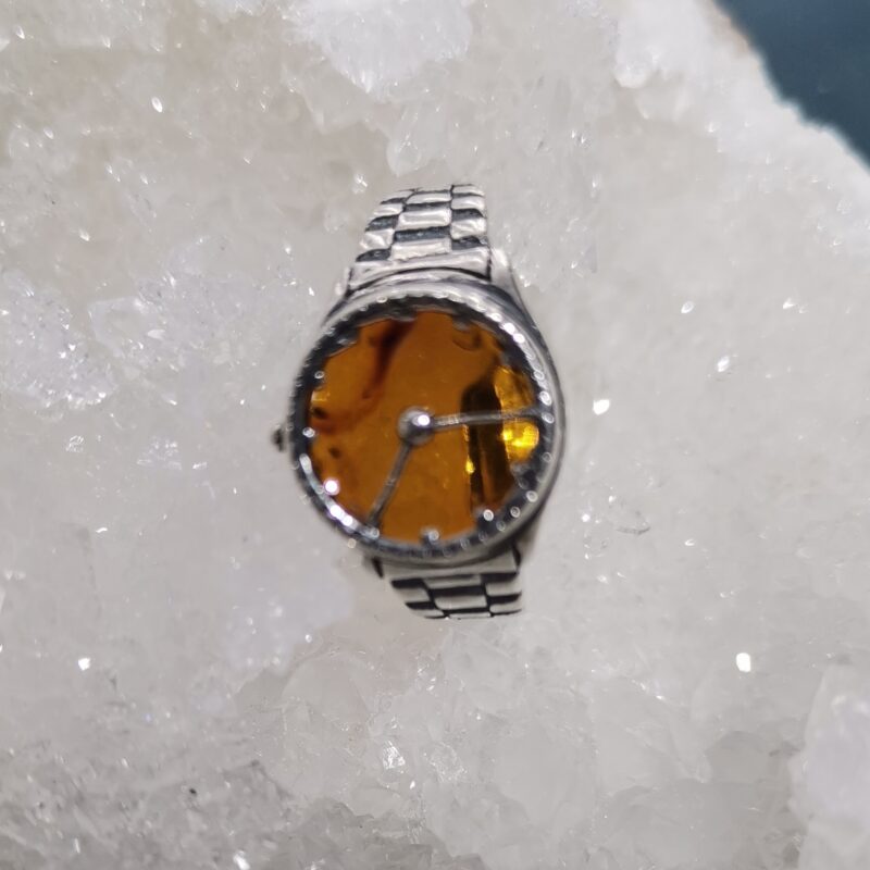 ANILLO  PLATA AMBAR RELOJ ADAPTABLE