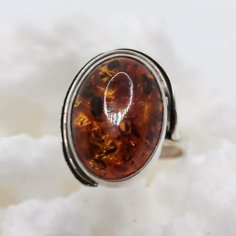 ANILLO AMBAR CAPSULA PLATA
