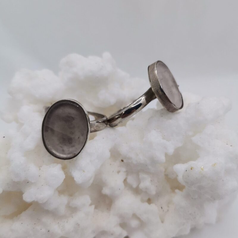 ANILLO PLATA CUARZO BLANCO PLANO ADAPTABLE