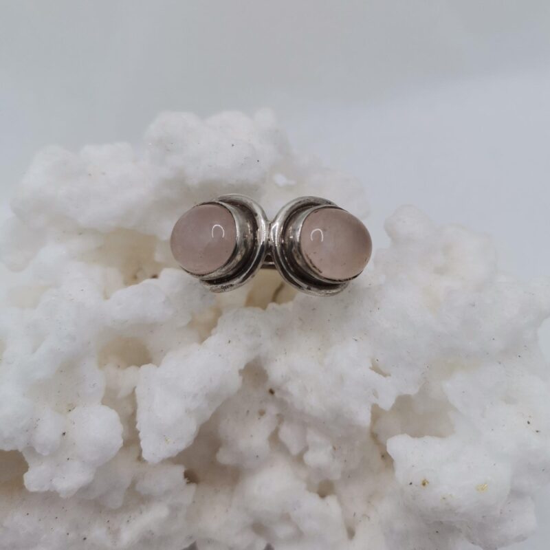 ANILLO PLATA CUARZO ROSA DOBLE