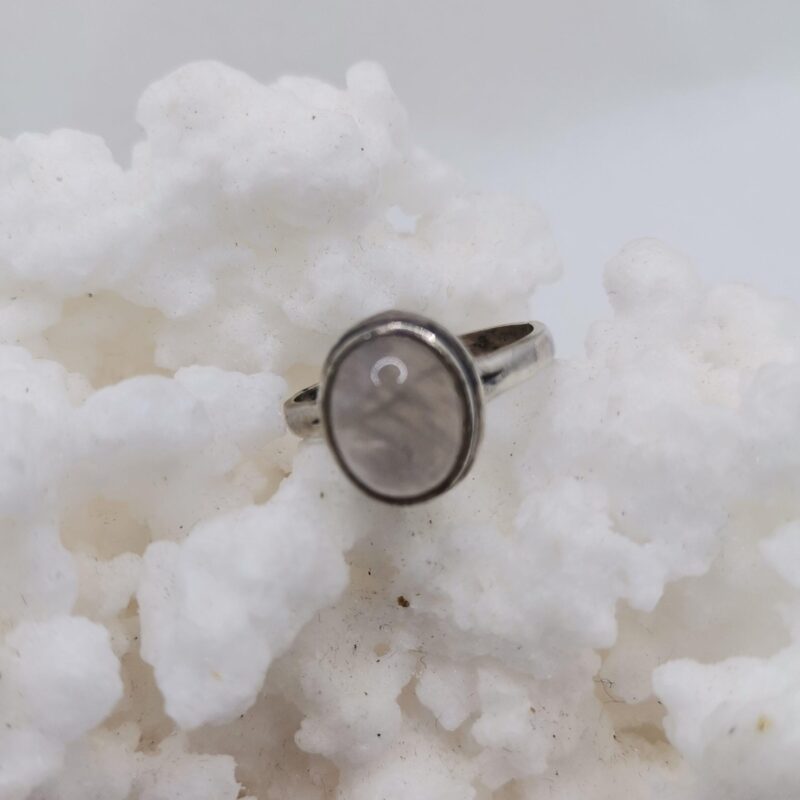 ANILLO PLATA CUARZO ROSA OVALADO 40