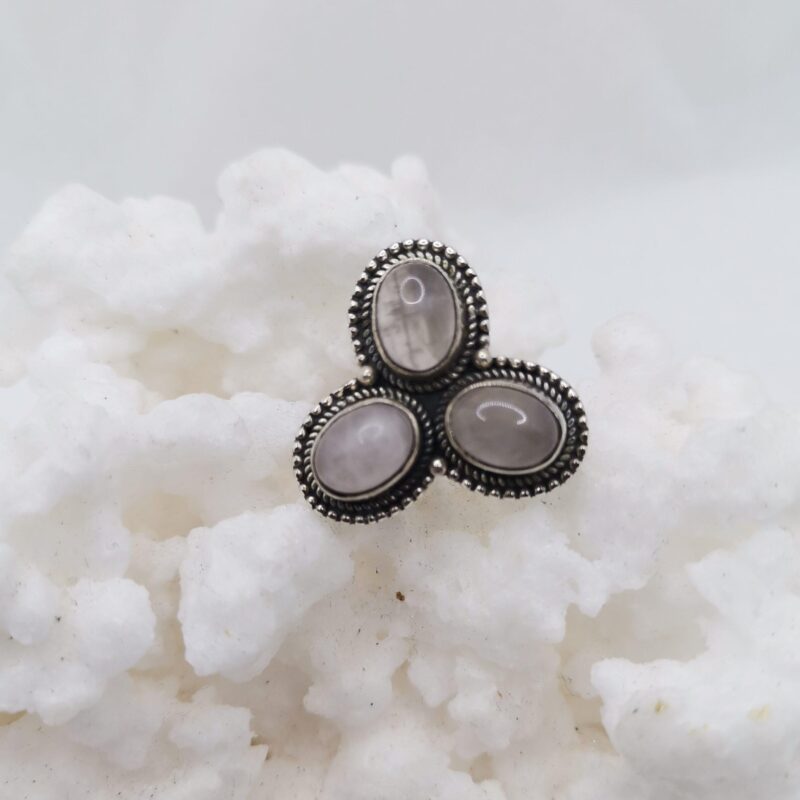 ANILLO PLATA CUARZO ROSA TRIPLE