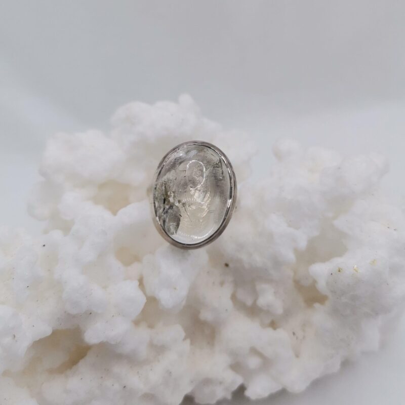 ANILLO PLATA CUARZO RUTILADO TURMALINA ADAPTABLE OVALADO