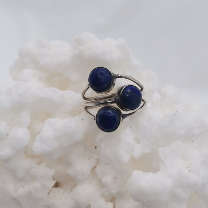 ANILLO PLATA LAPISLAZULI TRES ESFERAS