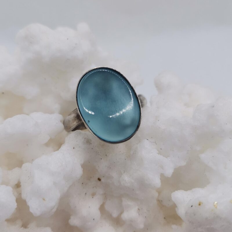 ANILLO PLATA ONIX AZUL ADAPTABLE