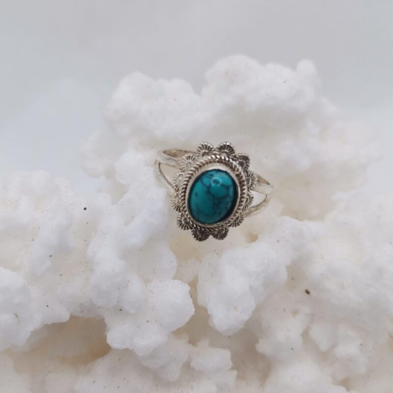 ANILLO PLATA TURQUESA FLOR