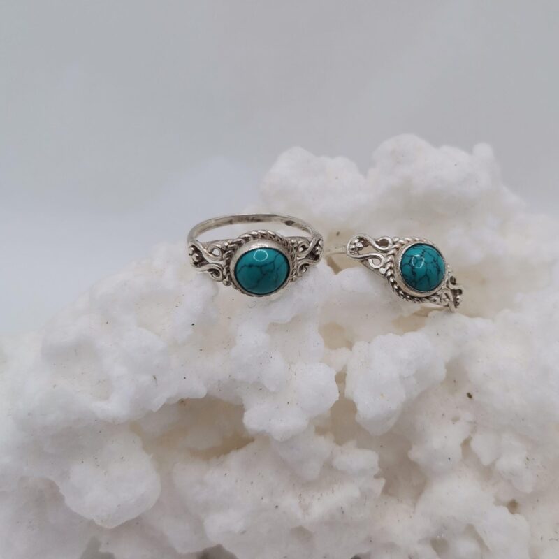 ANILLO PLATA TURQUESA REDONDO 35