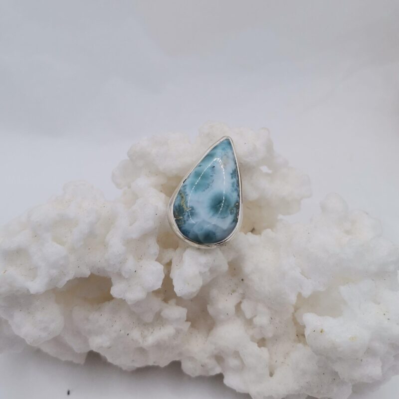 ANILLO PLATA  LARIMAR LAGRIMA
