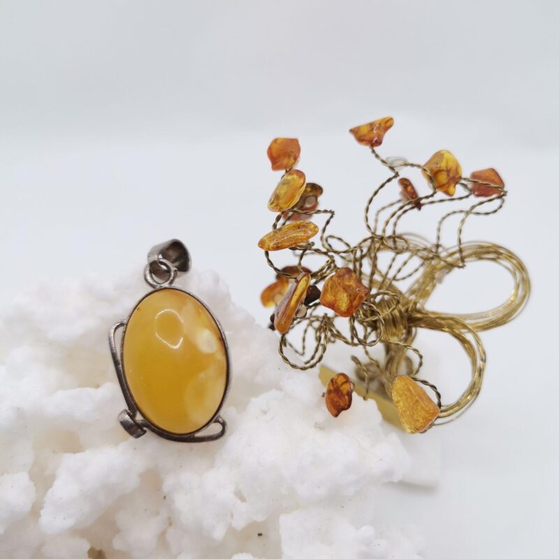 COLGANTE AMBAR AMARILLO BRAZOS PLATA