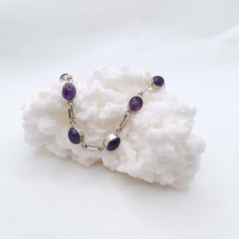 PULSERA PLATA AMATISTA ESLABON 70