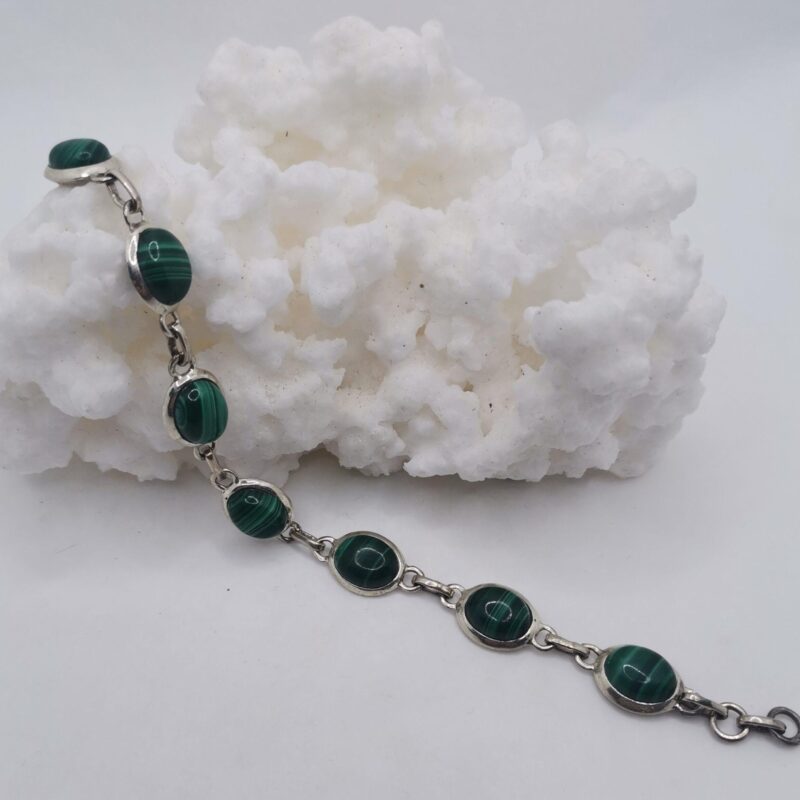 PULSERA PLATA MALAQUITA OVALADA