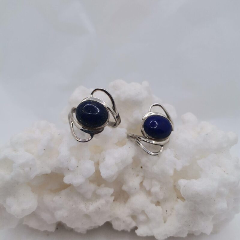 ANILLO PLATA LAPISLAZULI OVALADO DOBLE ASIMETRIA