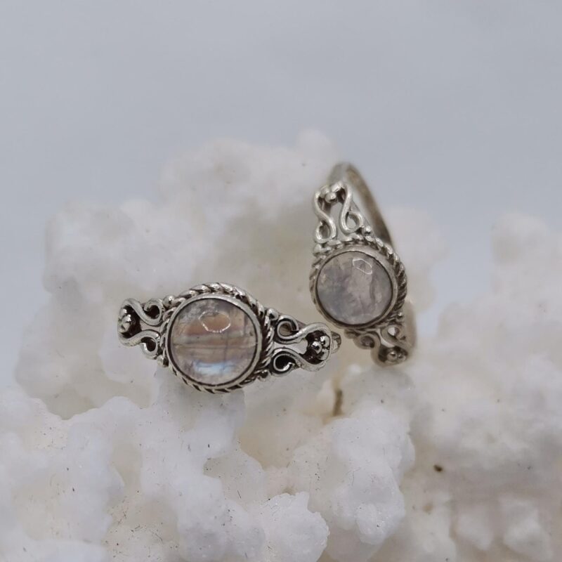 ANILLO PLATA PIEDRA LUNA REDONDA 35