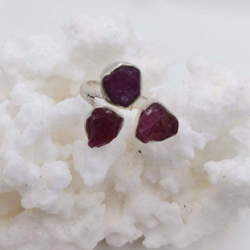 ANILLO PLATA RUBI TRIPLE