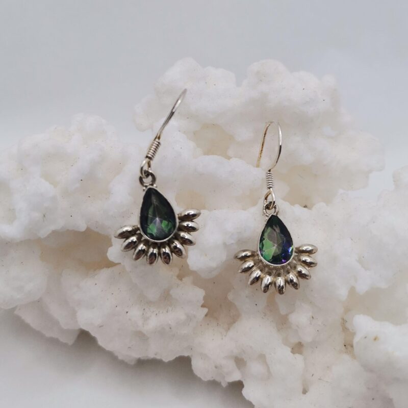 PENDIENTES PLATA CUARZO TITANIO GOTA ABANICO 31