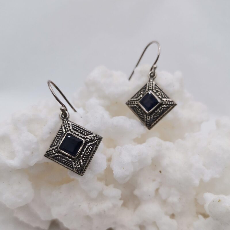 PENDIENTE PLATA LAPISLAZULI ROMBO 25