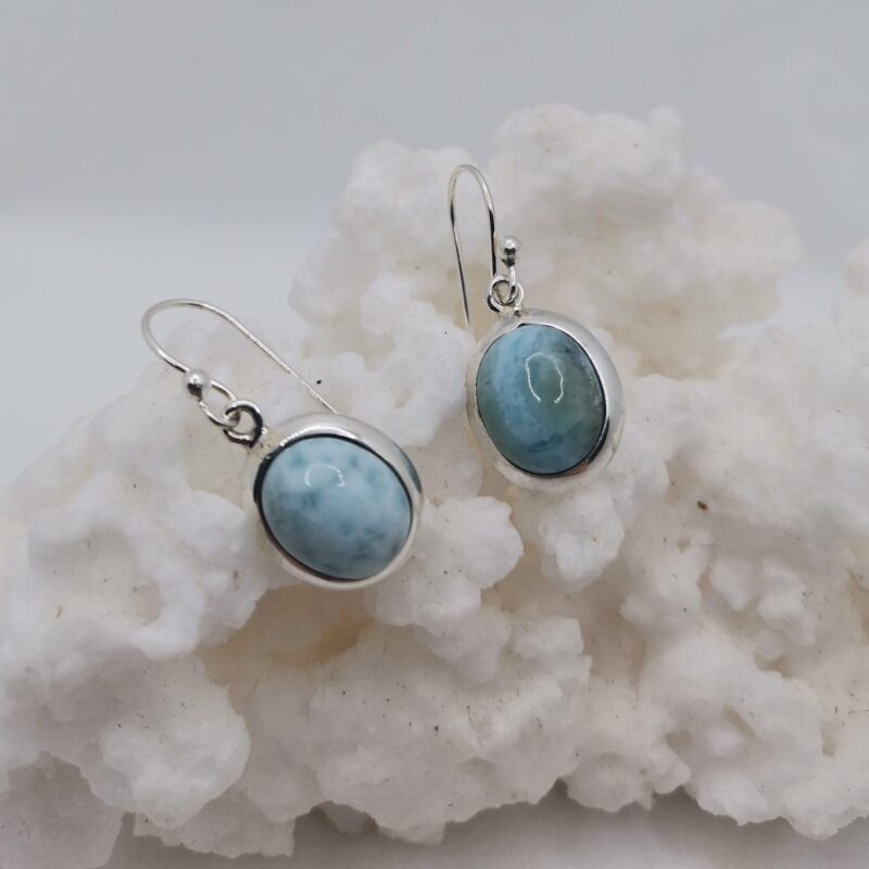 PENDIENTE PLATA LARIMAR OVALADO 15
