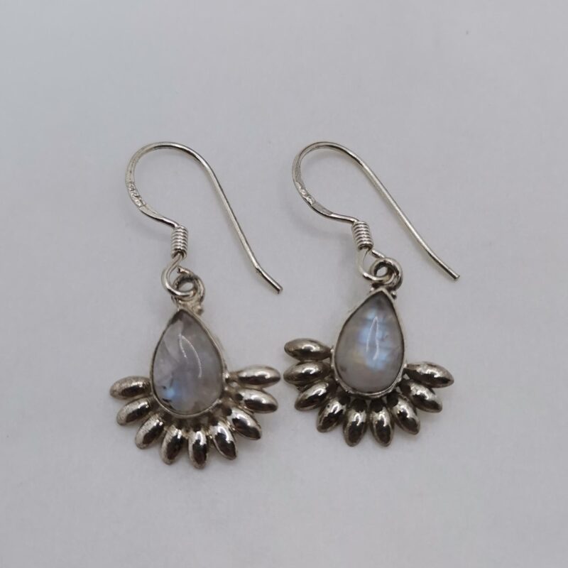PENDIENTES PLATA PIEDRA LUNA GOTA ABANICO 3