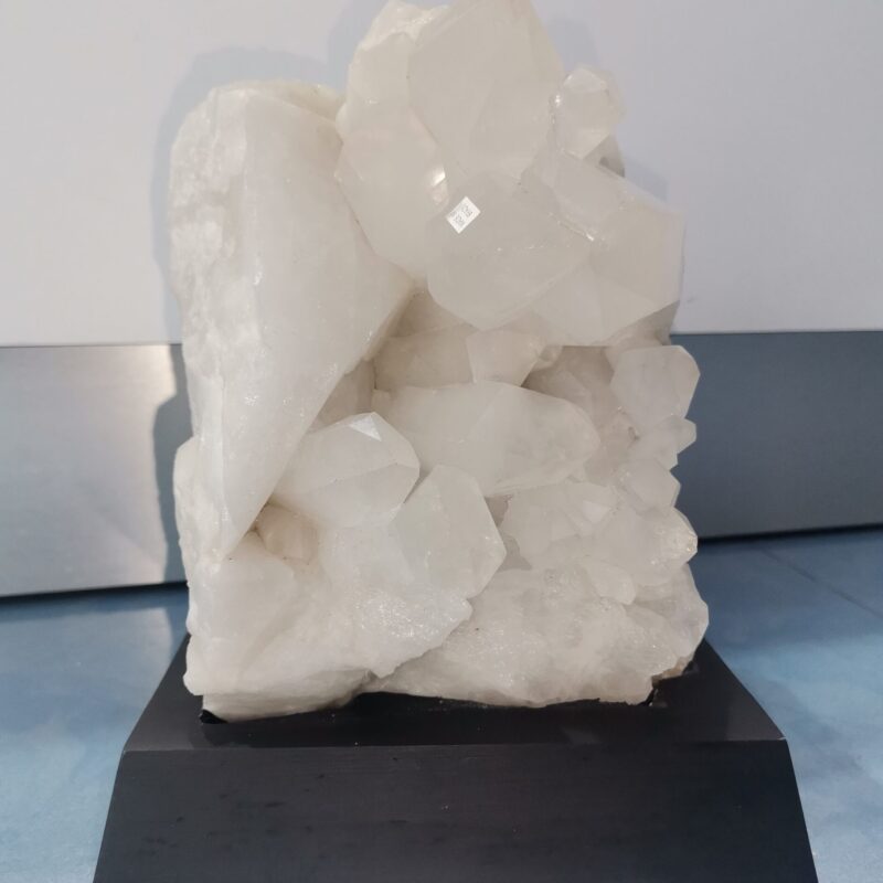 GEODA PUNTAS CUARZO BLANCO CON SOPORTE MADERA MADERA