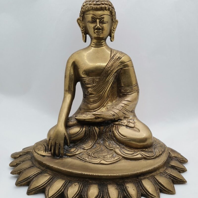 BUDA SENTADO MEDITACION LOTO BRONCE