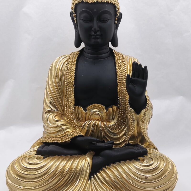 BUDA SENTADO NEGRO DORADO 20 CM